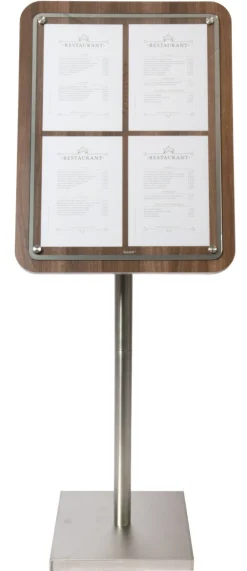 SECURIT Porte-menu rectangulaire brun 4 pages Glass Star