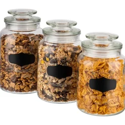 Pot avec couvercle et étiquette pour craie verre Ø 12 cm 21 cm 1,5 L - APS Clearance