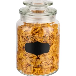 Pot avec couvercle et étiquette pour craie verre Ø 12 cm 21 cm 1,5 L - APS Clearance