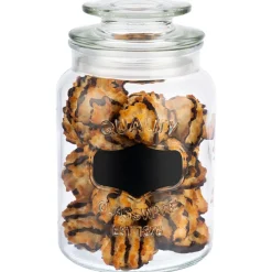 Pot avec couvercle et étiquette pour craie verre Ø 12 cm 21 cm 1,5 L - APS Clearance