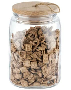 APS Pot avec couvercle verre 14x14x21,5 cm Woody New
