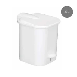Poubelle à pédale carré blanc plastique - GILAC Best