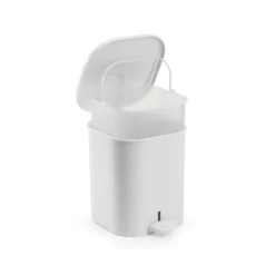 Poubelle à pédale carré blanc plastique - GILAC Best