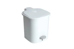 GILAC Poubelle à pédale rond blanc plastique Best