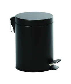 Poubelle à pédale rond noir mat métal - PROBBAX