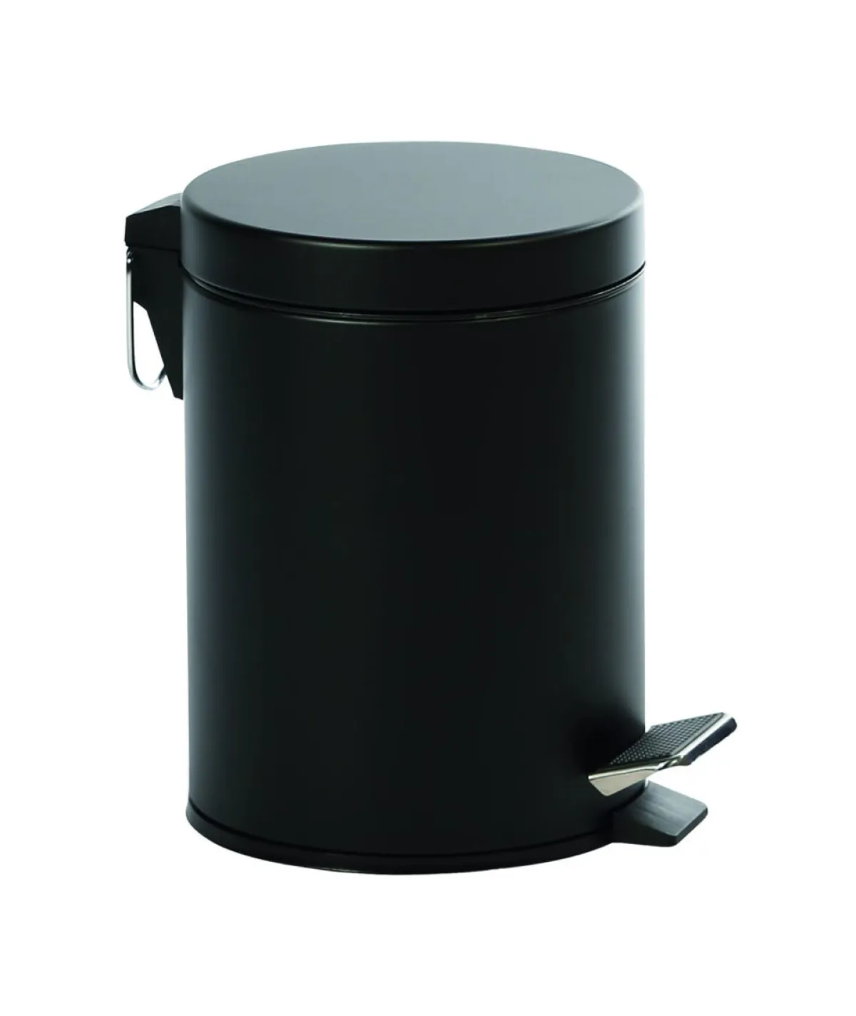 Poubelle à pédale rond noir mat métal - PROBBAX