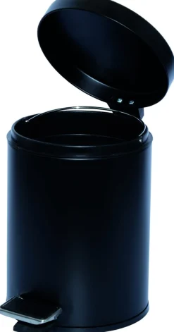 Poubelle à pédale rond noir mat métal - PROBBAX