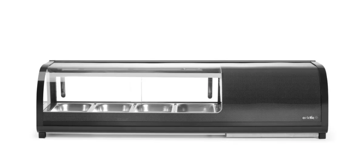 Presentoir sushi refrig 42l noir froid positif 42 L 4 bacs - HENDI Discount