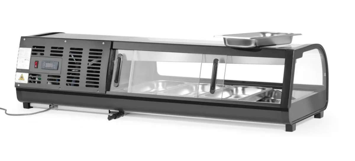 Presentoir sushi refrig 42l noir froid positif 42 L 4 bacs - HENDI Discount