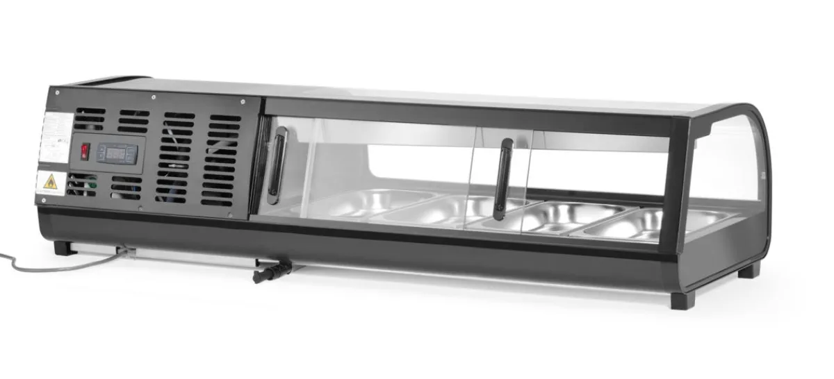 Presentoir sushi refrig 42l noir froid positif 42 L 4 bacs - HENDI Discount