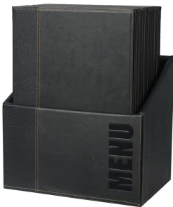 SECURIT Protège-menu rectangulaire noir 4 vues ajoutables (20 pièces) New