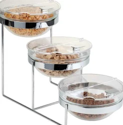 Présentoir buffet 3 bols acier gris 61x24x35 cm 2,5 L Sunday - APS Hot