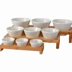Présentoir buffet 3 bols rectangulaire bambou 29 cm - VOLLRATH Online