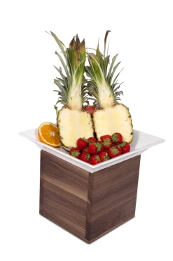 ZEPE Présentoir carré brun noyer 21 cm Nature (3 pièces) Hot
