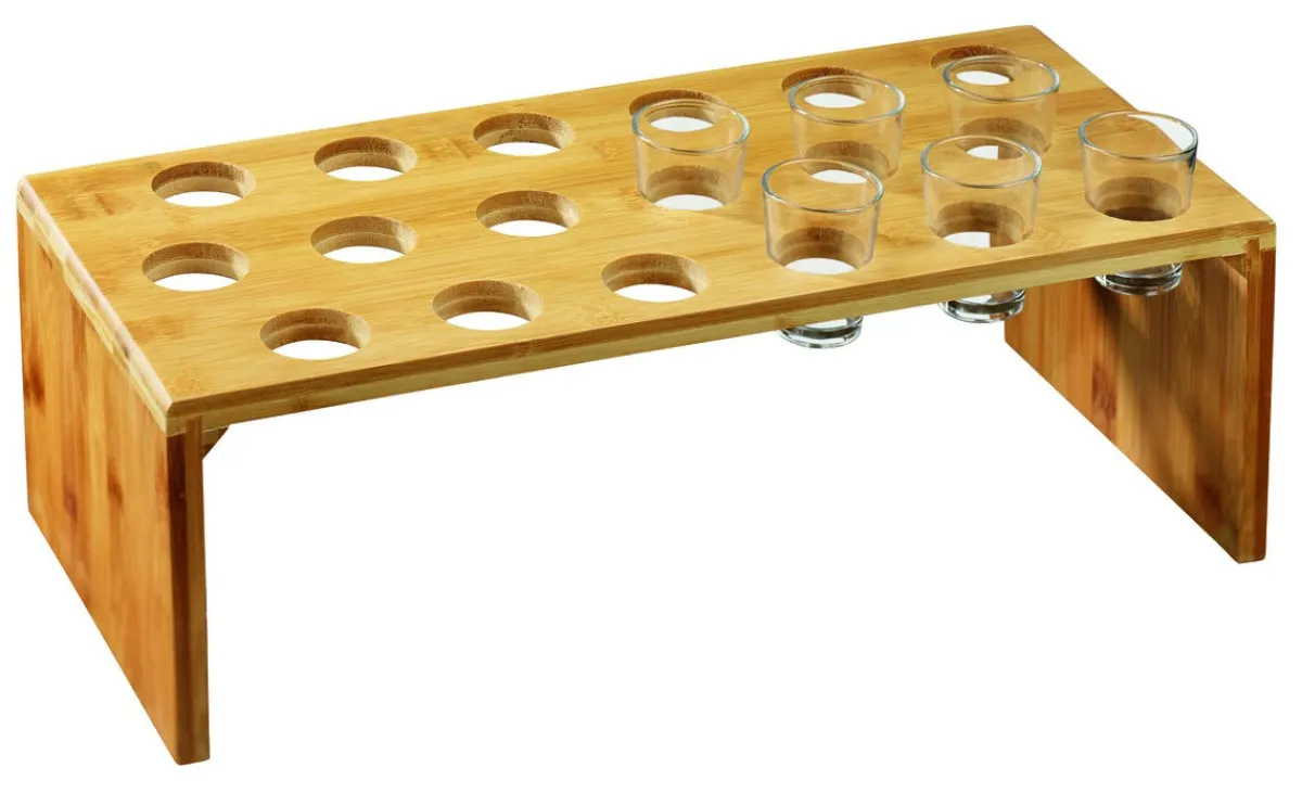 Présentoir haut pour cônes en pin et verrines bambou 46 cm x 14 cm Oxstal (4 pièces) - PRO.MUNDI