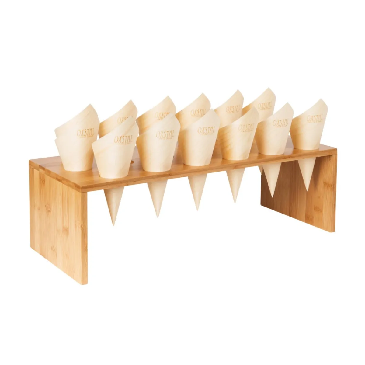 Présentoir haut pour cônes en pin et verrines bambou 46 cm x 14 cm Oxstal (4 pièces) - PRO.MUNDI