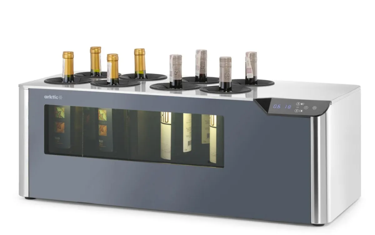HENDI Refroidisseur 8 bout 2 zones temp noir froid positif 8 bouteille(s) 8 niveaux Sale