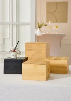 PRO.MUNDI Rehausse cube bambou noir 17x17x20 cm Oxstal (10 pièces) Best
