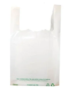 Aucune Sac bretelle plastique blanc 26x45 cm 50 microns (500 pièces) Sale
