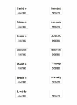 Sachet de 12000 étiquettes 13 textes français 2 lignes papier 2,6x1,6 cm Non repositionnable Non décollable (12000 pièces) - AVERY Outlet