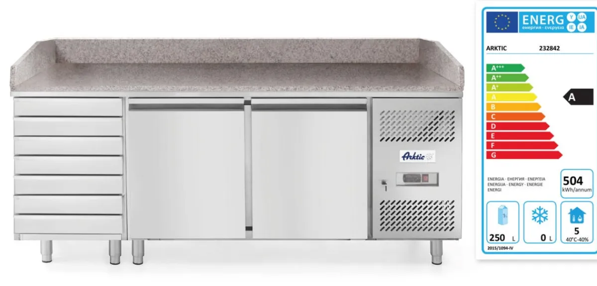 HENDI Saladette pizza 2p + 7 tiroirs 280l 287 m³/h 2 compartiments Clearance