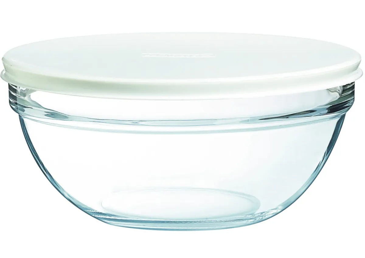 LUMINARC Saladier avec couvercle rond transparent verre trempé Ø 20 cm Caps Hot