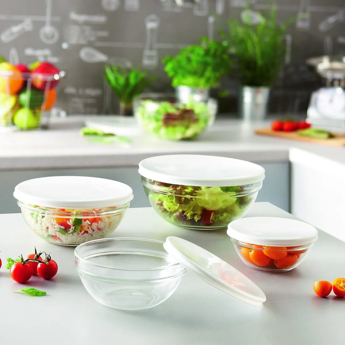 LUMINARC Saladier avec couvercle rond transparent verre trempé Ø 23 cm Caps New