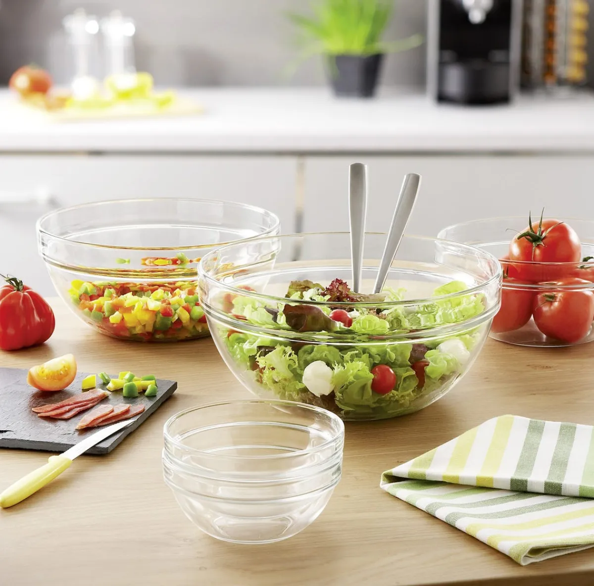 Saladier rond transparent verre trempé Ø 23 cm Empilable - ARCOROC Hot