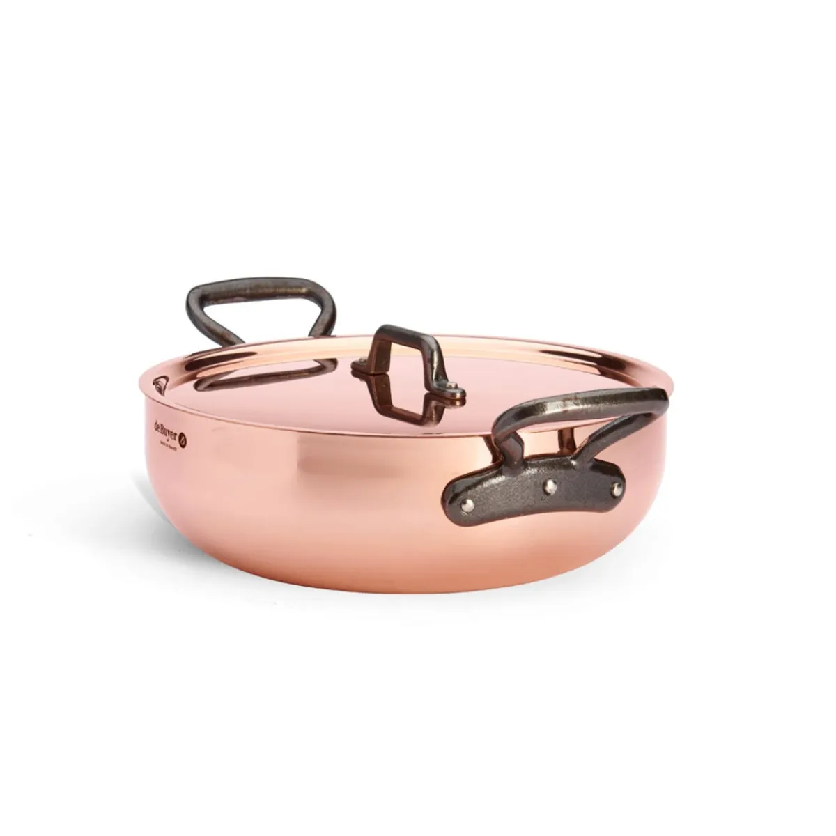 Sautoir bombé cuivre inox Sans revêtement Avec couvercle Ø 28 cm 10 cm 4,9 L Prima Matera - DE BUYER Sale