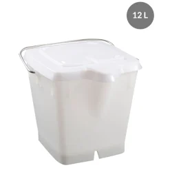 Seau Avec couvercle blanc plastique 30,5x33x28 cm 12 L fond plein parois pleines - GILAC Sale