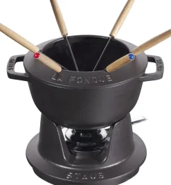 Service à fondue fonte d'acier Ø 18 cm 24,3x18,7x10 cm 1,65 L - STAUB Sale