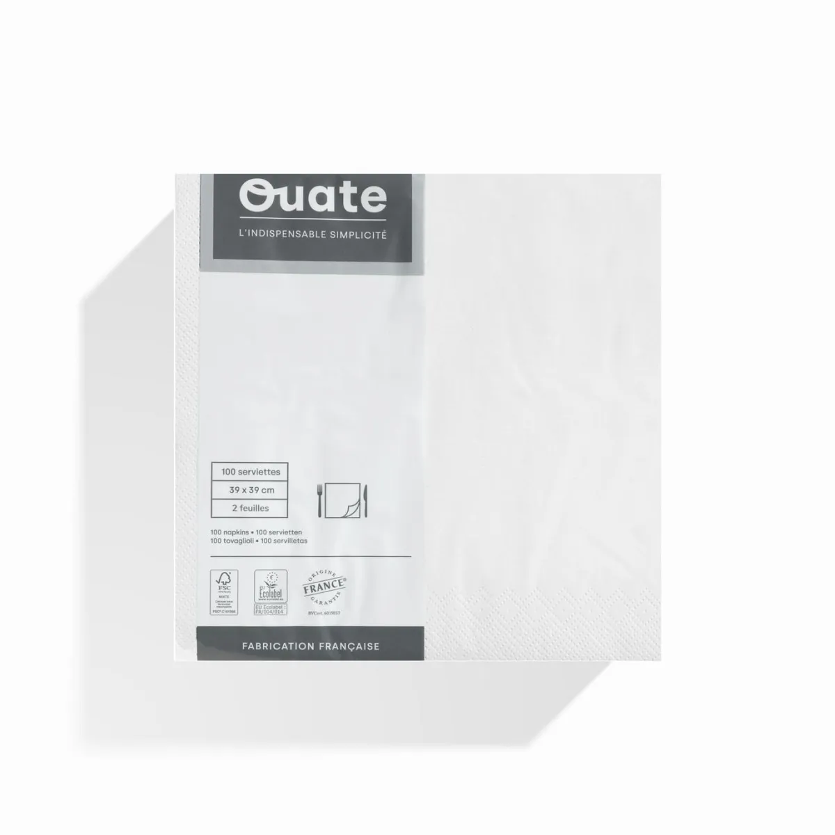 ESSENTIALS COLLECTION Serviette blanc ouate de cellulose 39x39 cm (100 pièces) Clearance