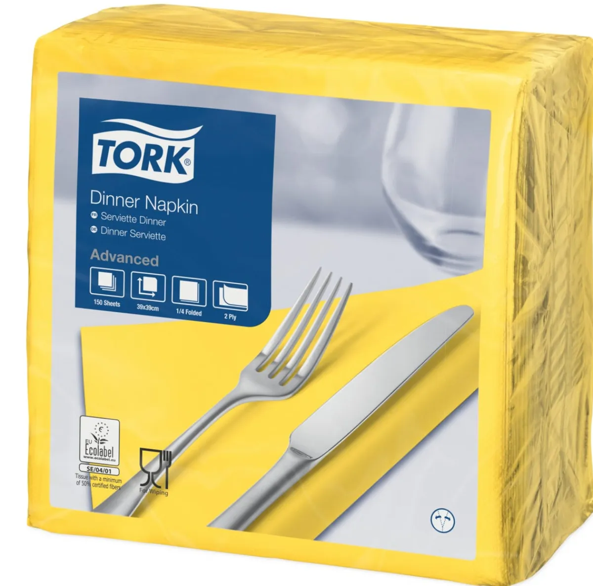 TORK Serviette jaune ouate de cellulose 39x39 cm (150 pièces) Outlet