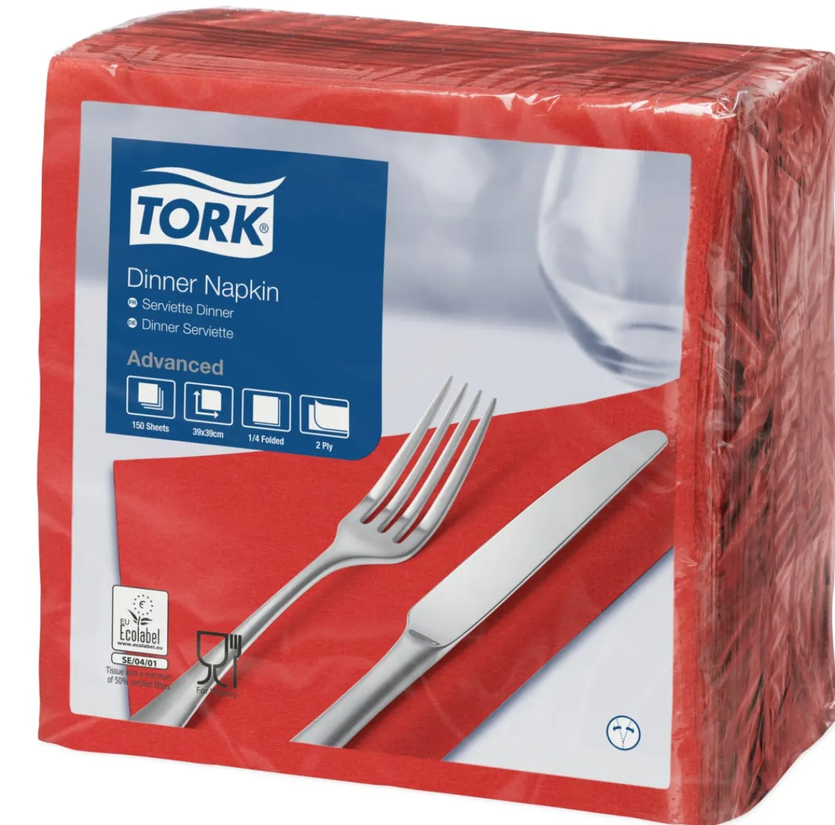 TORK Serviette rouge ouate de cellulose 39x39 cm (150 pièces) Outlet