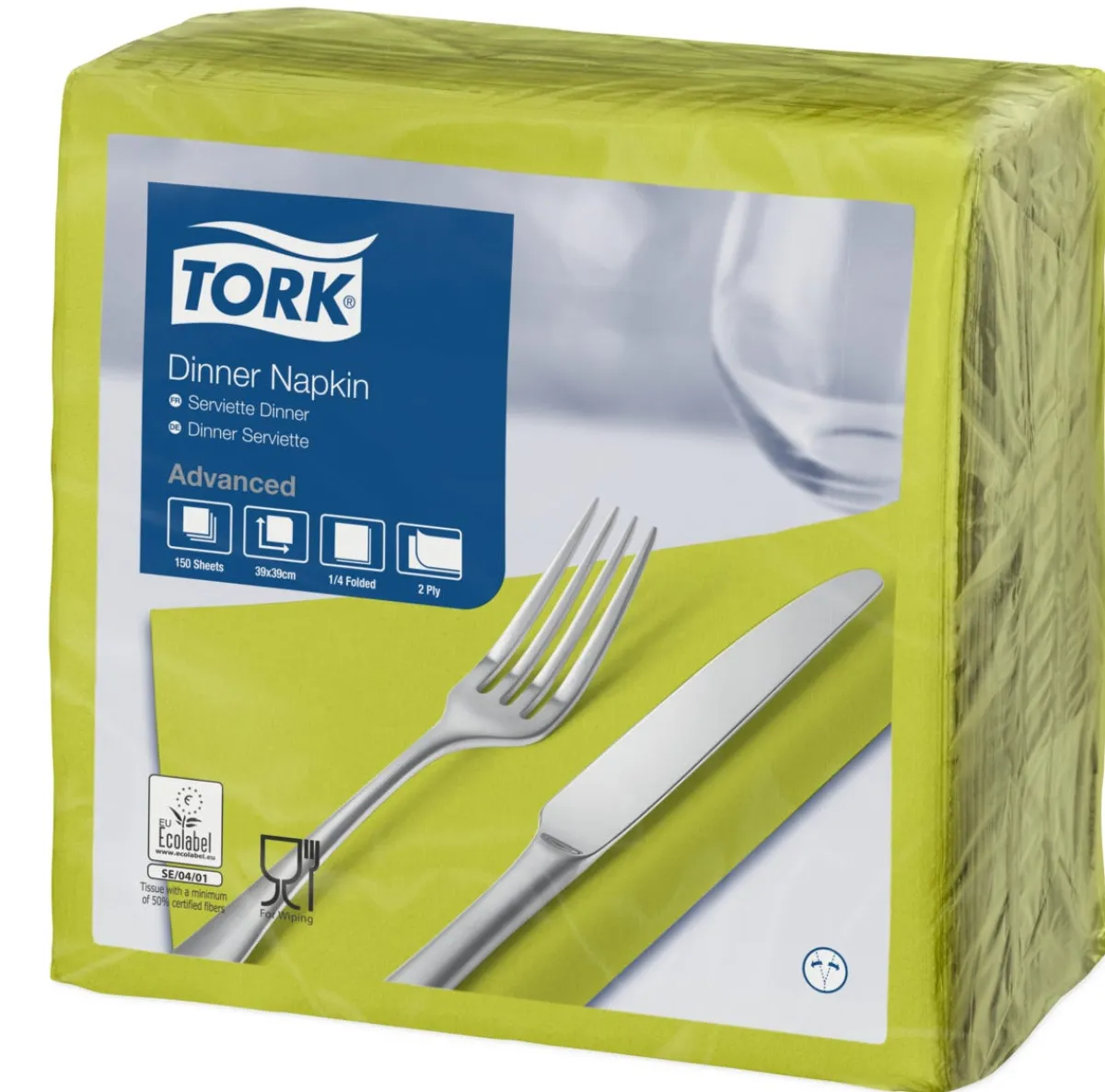 Serviette vert ouate de cellulose 39x39 cm (150 pièces) - TORK