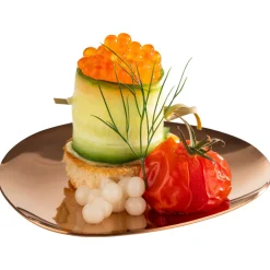 Set de 4 assiettes mise en bouche inox 18/10 cuivre 9x9 cm Pebbles - APS New