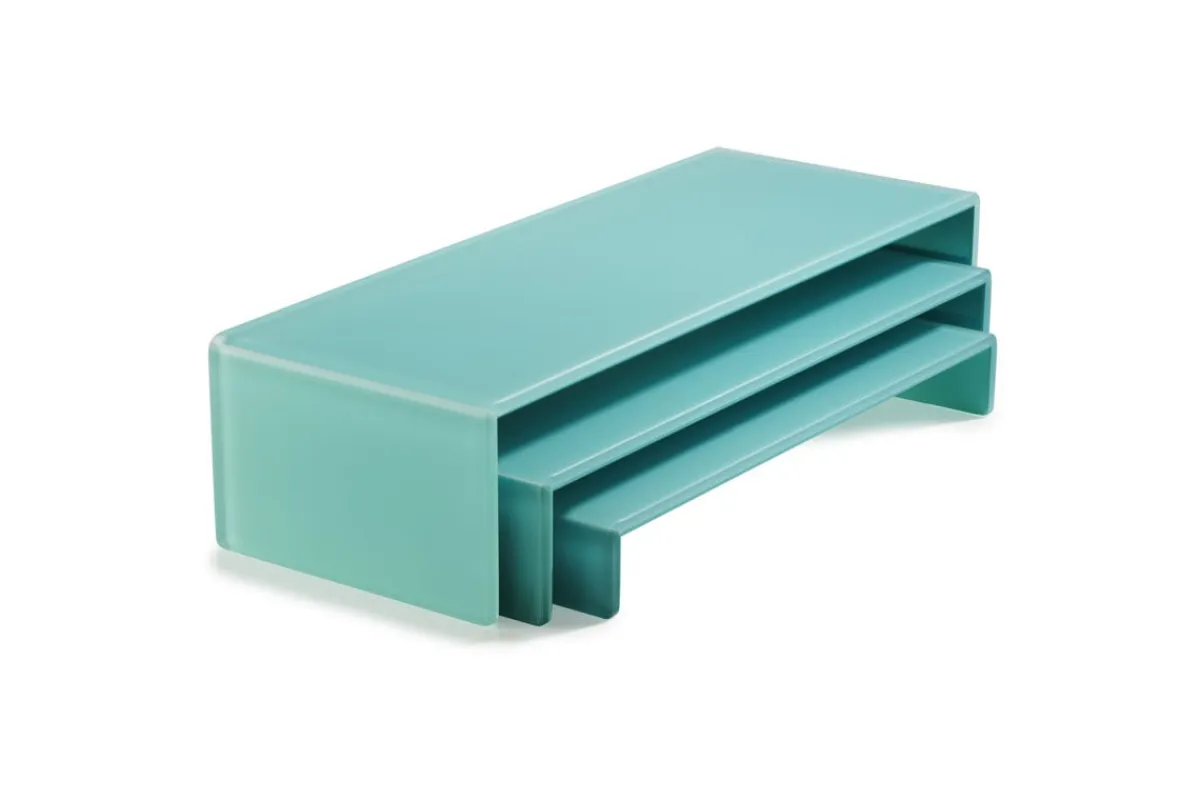 MEALPLAK Set 3 présentoirs résine Nacryl® bleu 49,5x19,5x12 cm Hot