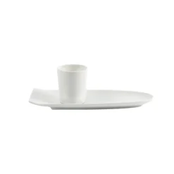 PRO.MUNDI Sous-tasse à café gourmand ovale blanc porcelaine 23 cm Prismo Sale