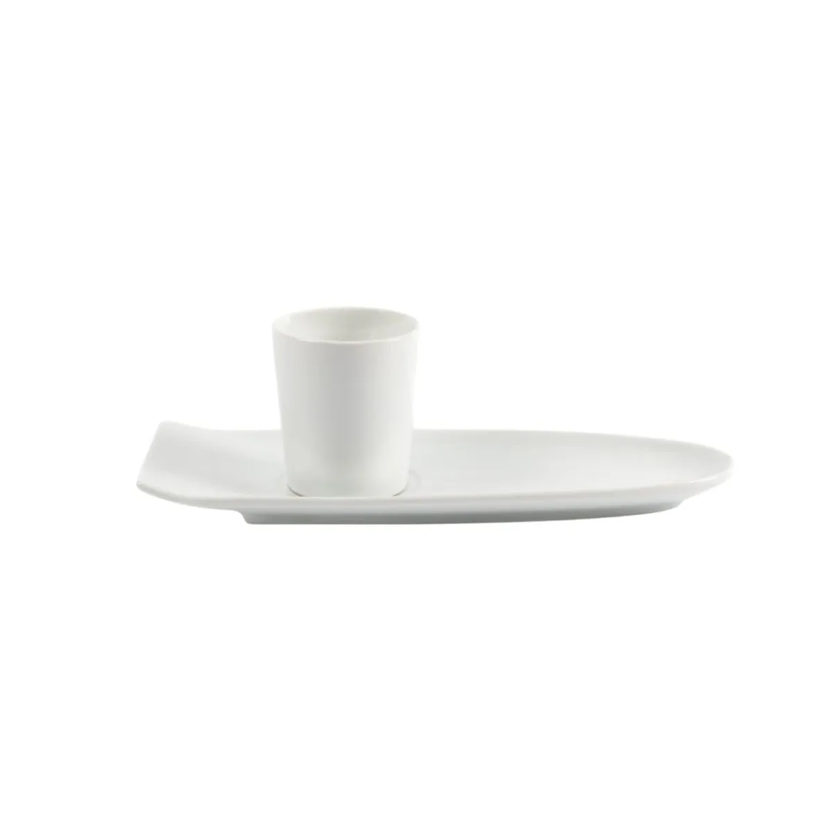 PRO.MUNDI Sous-tasse à café gourmand ovale blanc porcelaine 23 cm Prismo Sale