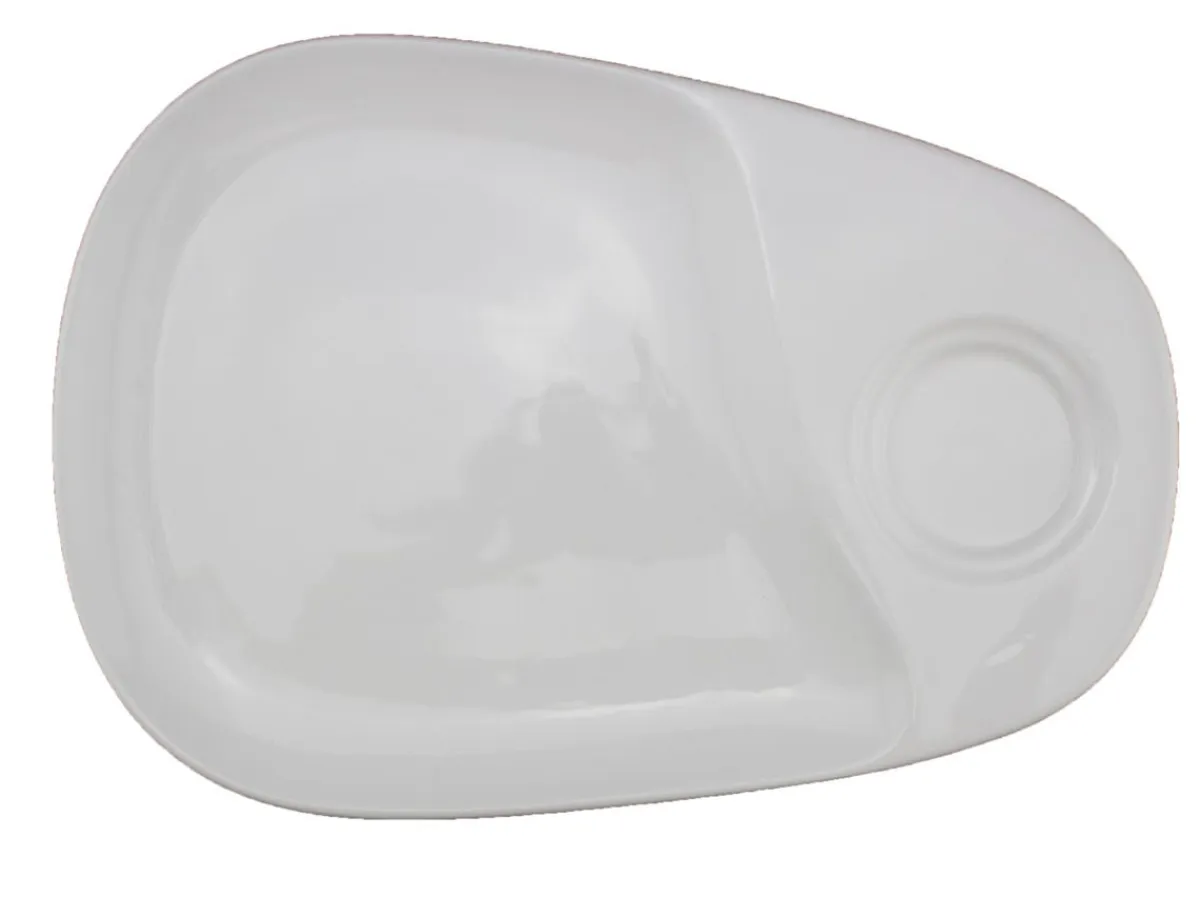 Sous-tasse à café gourmand ovale ivoire porcelaine 23 cm - PRO.MUNDI Outlet