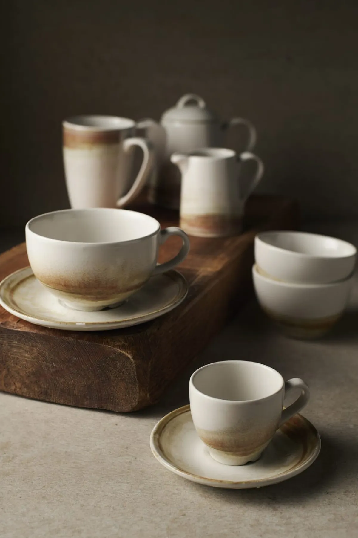 Sous tasse à café rond beige porcelaine vitrifiée Ø 11,8 cm Finca Sanstone - DUDSON Clearance