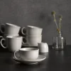 DUDSON Sous tasse à café rond blanc porcelaine Ø 16,2 cm Evo Pearl