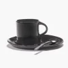 SERAX Sous tasse à café rond ébène grès émaillé Ø 14,5 cm La Mère Outlet