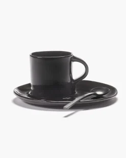 SERAX Sous tasse à café rond ébène grès émaillé Ø 14,5 cm La Mère Outlet