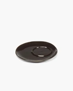SERAX Sous tasse à café rond ébène grès émaillé Ø 14,5 cm La Mère Outlet