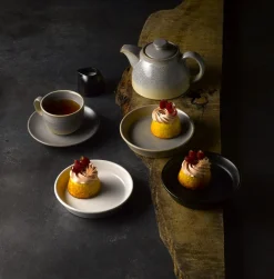 DUDSON Sous tasse à café rond gris porcelaine Ø 16,2 cm Evo Granite Sale