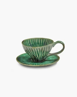 Sous tasse à cappuccino rond vert grès émaillé 14,5 cm Ø 14,5 cm Verde Lanza - SERAX Discount