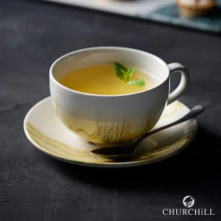 Sous-tasse à cappuccino / thé rond Gold porcelaine vitrifiée Ø 15 cm Tide - CHURCHILL New