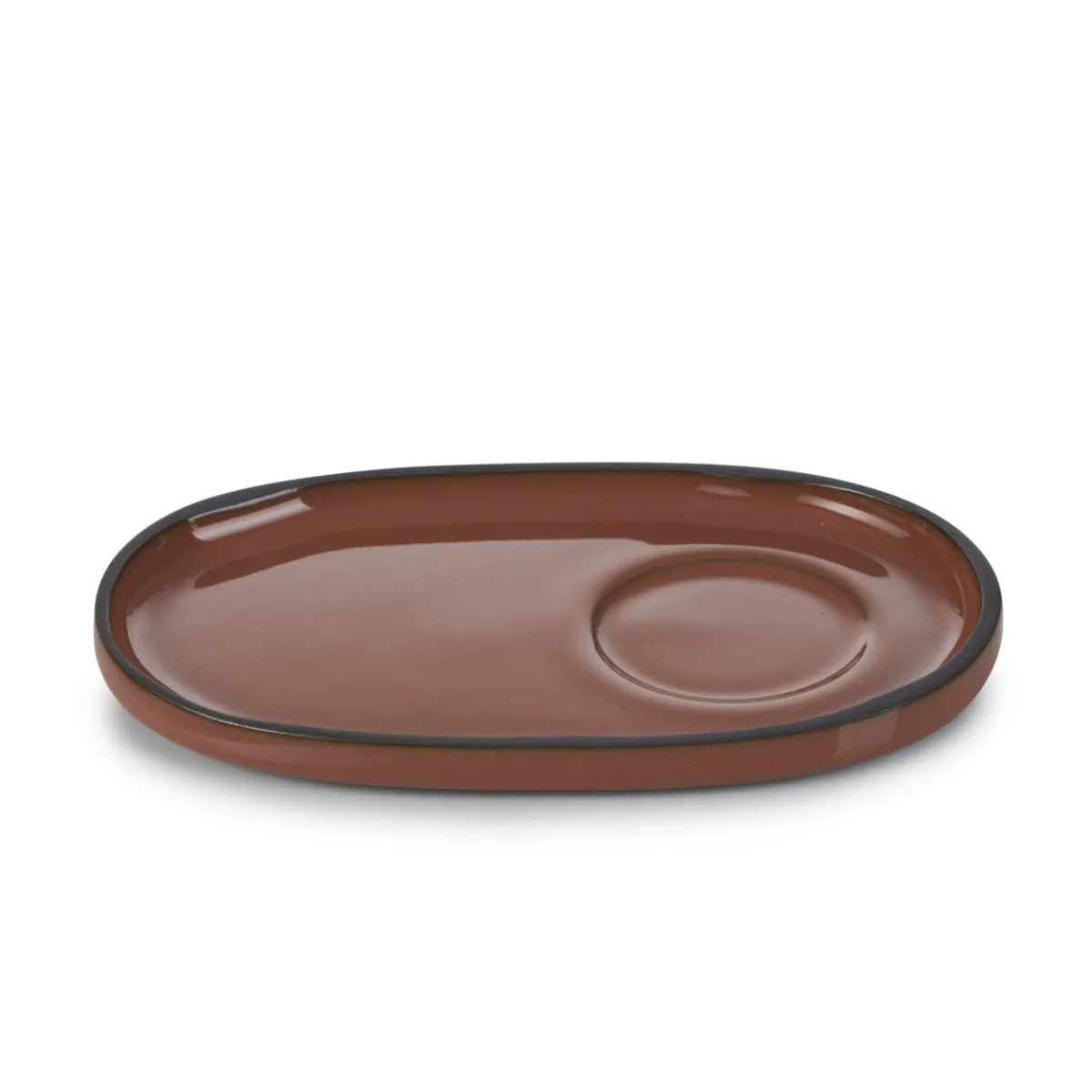 Sous tasse à espresso ovale rouge porcelaine culinaire 13,5 cm Caractère - REVOL Discount