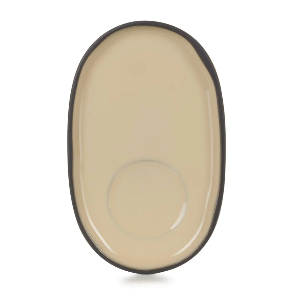 REVOL Sous-tasse à expresso ovale beige porcelaine culinaire 13,5 cm Caractère New
